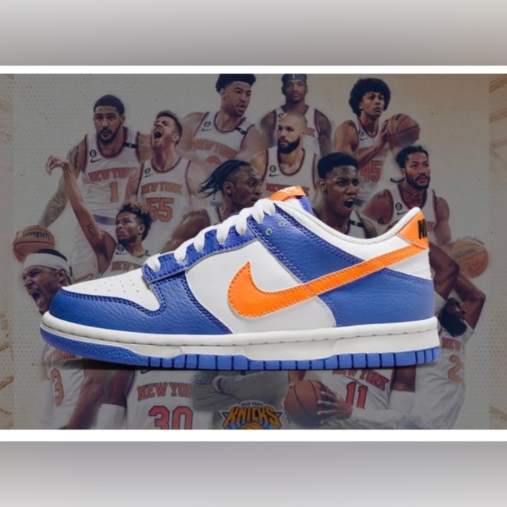 Nike Dunk Low GS Knicks Blue White Orange US Toddler Sz 5Y Women’s Sz 6.5.